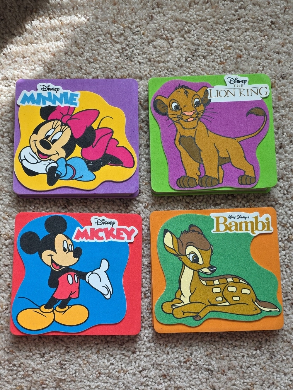 Disney Kids Foam Character Bath Toys - Mickey, Minnie, Simba, Bambi (Multicolor)
